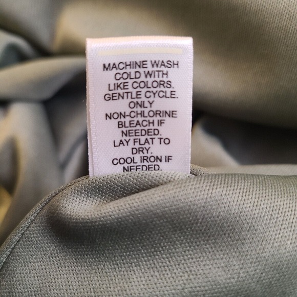 C EST 1946 Boho Floral Dress Gauzy Lined Flutter Sleeve Crochet Green Pink LARGE - Picture 10 of 12